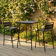 CONCEPT USINE - Ensemble table de bar et 2 chaises hautes d'extérieur gris foncé BERGAME - vignette