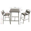 CONCEPT USINE - Ensemble table de bar et 2 chaises hautes d'extérieur gris foncé BERGAME - vignette