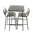 CONCEPT USINE - Ensemble table de bar et 2 chaises hautes d'extérieur gris foncé BERGAME - vignette