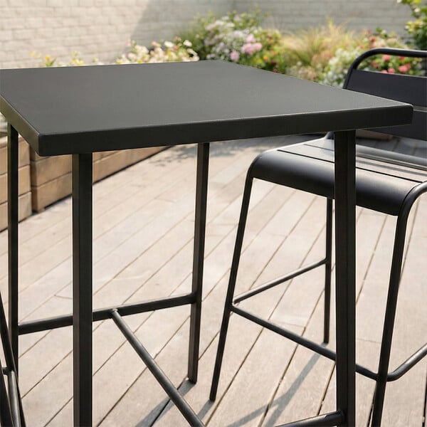 CONCEPT USINE - Ensemble table de bar et 2 chaises hautes d'extérieur gris foncé BERGAME - large