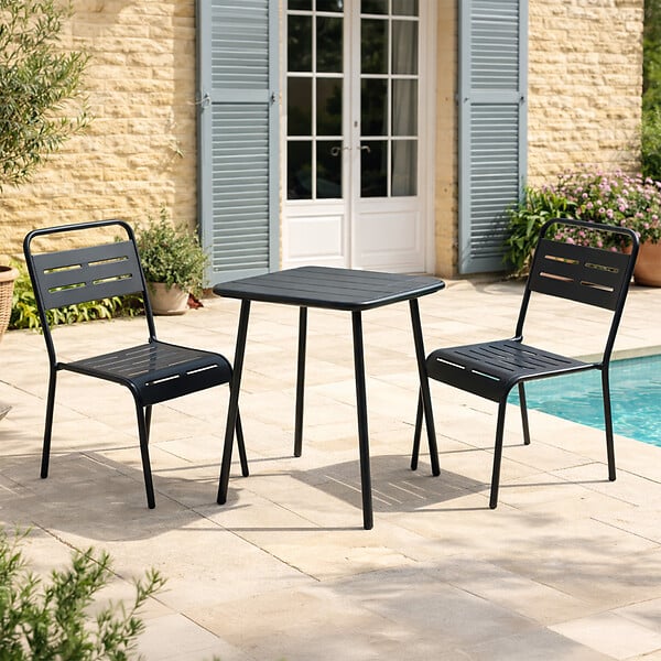 CONCEPT USINE - Ensemble table de jardin carrée 50cm et 2 chaises BERGAME - large