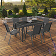 ID MARKET - Salon de jardin MADRID table extensible plateau gris 135-270 CM et 12 chaises empilables gris anthracite - vignette