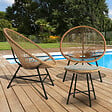ID MARKET - Salon de jardin IZMIR table et 2 fauteuils oeuf cordage effet rotin - vignette