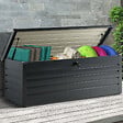 ID MARKET - Coffre de rangement métal verrouillable gris anthracite pour jardin 600L 165x70x63 cm - vignette