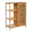 ID MARKET - Meuble de rangement salle de bain bambou BEA 3 étagères avec placard - vignette