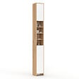 ID MARKET - Meuble colonne salle de bain TOMI 2 portes 4 niches façon hêtre et blanc - vignette