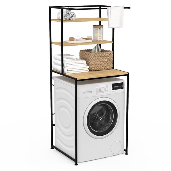 ID MARKET - Meuble étagères de rangement dessus machine à laver DETROIT design industriel - large