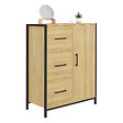 ID MARKET - Commode de rangement salle de bain DETROIT 3 tiroirs 1 placard design industriel - vignette