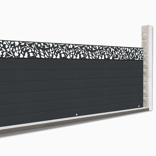 ID MARKET - Brise vue occultant 1,5 x 10 M effet lames de clôture motifs FLOWER 160 gr/m² - large