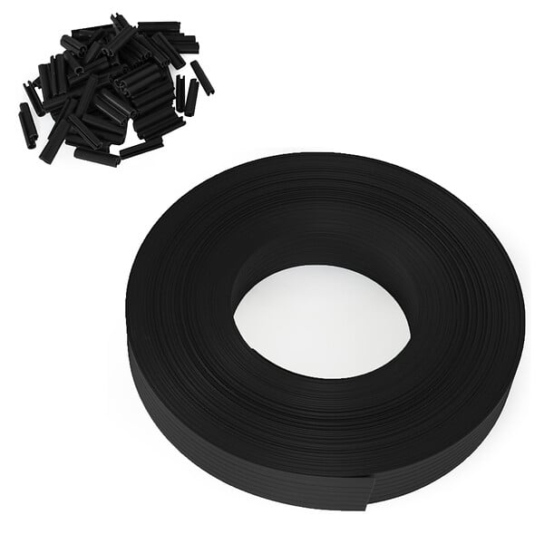 ID MARKET - Kit de lamelles occultantes PVC noires L.60 M pour panneau grillagé - large