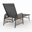 ID MARKET - Lot de 2 transats de jardin inclinables RIO en acier gris anthracite, cordage effet rotin avec accoudoirs et toile grise - vignette
