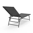 ID MARKET - Lot de 2 transats de jardin inclinables KAILUA en acier gris anthracite et toile grise - vignette