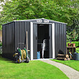 ID MARKET - Abri de jardin 5,3 M² gris en acier galvanisé avec base - vignette