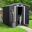 ID MARKET - Abri de jardin 3,7M² gris en acier galvanisé avec base - vignette