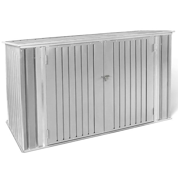 ID MARKET - Abri de jardin en métal gris clair verrouillable multi-rangement stockage vélos, outils, poubelles - large