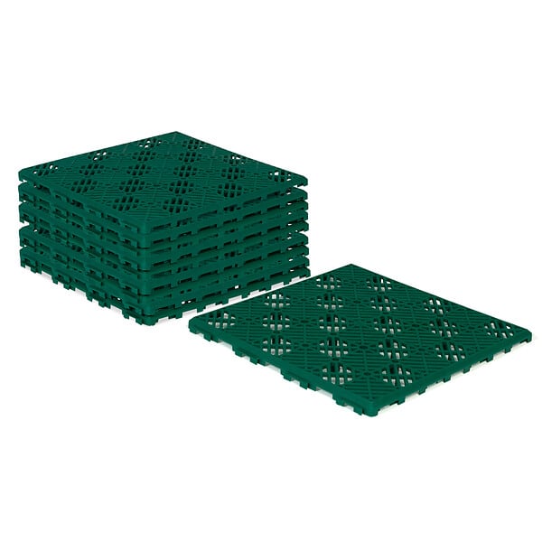 ID MARKET - Lot de 10 dalles caillebotis de jardin vert 29.5x29.5 CM - large