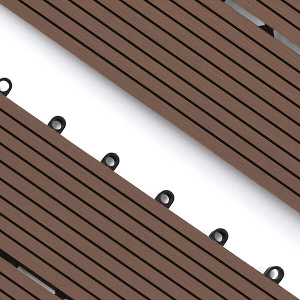 ID MARKET - Lot de 5 dalles de terrasse rectangulaire WODHY clipsables bois composite taupe 60 x 30 cm - large