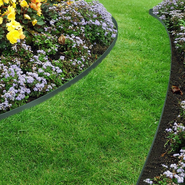 ID MARKET - Bordurette de jardin flexible 10 M verte hauteur 5 CM + 30 piquets - large