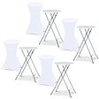 ID MARKET - Lot de 4 tables hautes pliantes 105 CM et 4 housses blanches - vignette