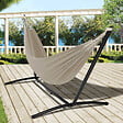 ID MARKET - Hamac avec support métal noir et toile taupe - vignette