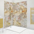 99DECO - Lot de 2 panneaux de douche en aluminium (90x220 & 120x220 cm) + profilés blanc - Gémologie - Effet pierre marbrée - Beige et gris - vignette