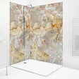 99DECO - Lot de 2 panneaux de douche en aluminium (90x220 & 120x220 cm) + profilés blanc - Gémologie - Effet pierre marbrée - Beige et gris - vignette