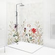 99DECO - Lot de 2 panneaux de douche en PVC (90x220 & 120x220 cm) + profilés blanc - Herbier - Motif floral aquarelle - Multicouleurs - vignette