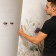 99DECO - Lot de 2 panneaux de douche en PVC (90x220 & 120x220 cm) + profilés blanc - Herbier - Motif floral aquarelle - Multicouleurs - vignette