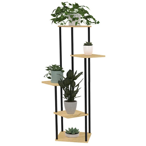 ID MARKET - Etagère à pots de fleurs porte plante DETROIT 5 niveaux design industriel - large