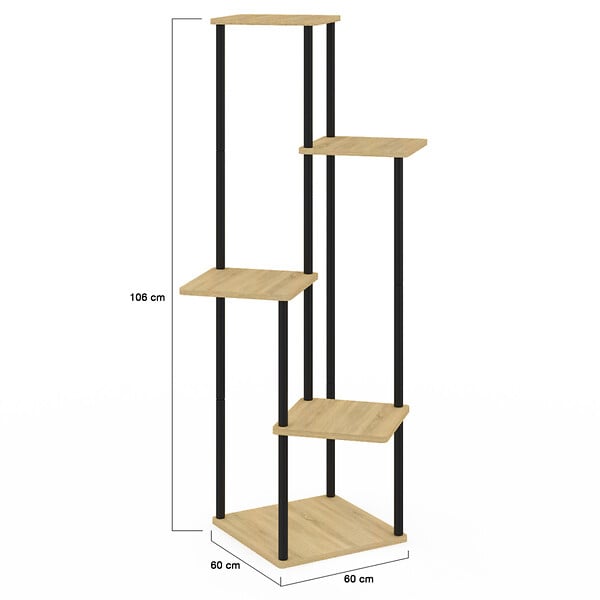 ID MARKET - Etagère à pots de fleurs porte plante DETROIT 5 niveaux design industriel - large