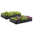 ID MARKET - Lot de 2 carrés potager en métal châssis rectangulaire 80x115 cm gris anthracite - vignette