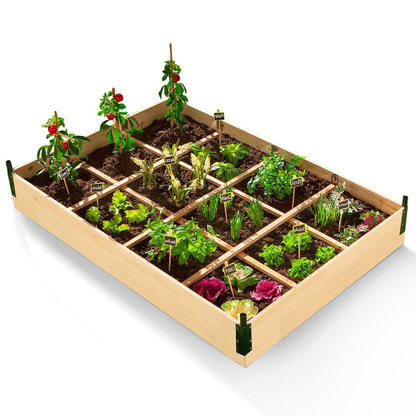 ID MARKET - Carré potager 12 compartiments + housse serre châssis - large