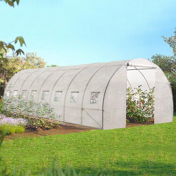 ID MARKET - Serre tunnel de jardin 24M² blanche gamme maraîchère DES ANDES 8x3M - large