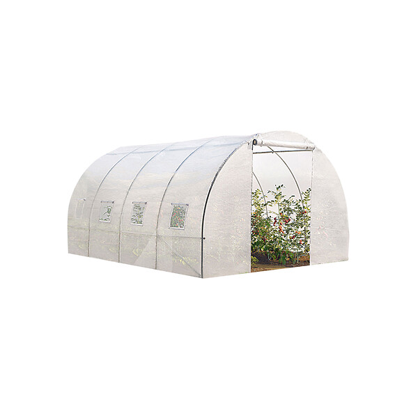 ID MARKET - Serre tunnel de jardin 12M² blanche gamme maraîchère ZEBRA 4x3M - large