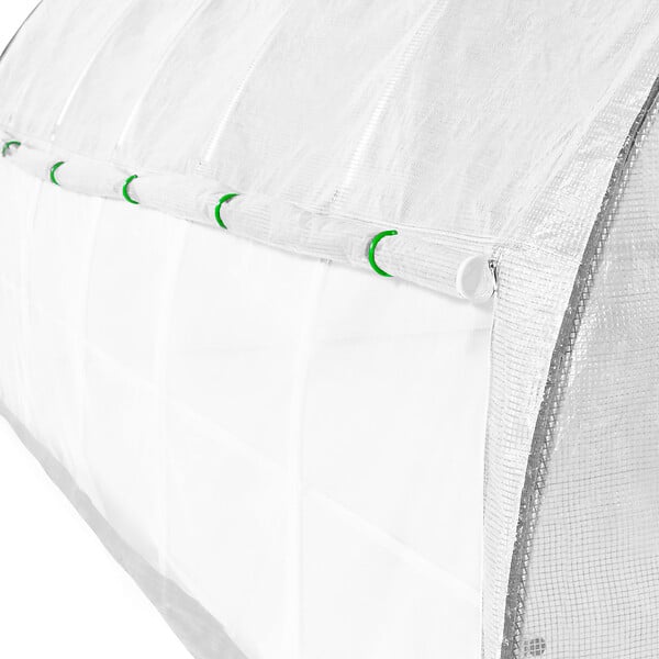 ID MARKET - Serre tunnel de jardin 18M² blanche relevable avec moustiquaire - large