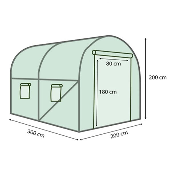 ID MARKET - Serre tunnel de jardin 6M² verte gamme maraîchère ROMA 2x3M - large