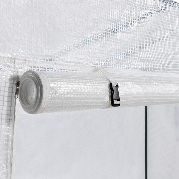 ID MARKET - Serre de jardin blanche toutes saisons avec fenêtre et porte zippée - large