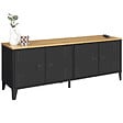 ID MARKET - Buffet bas 140 cm ESTER 4 portes métal noir et plateau bois design industriel - vignette