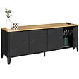 ID MARKET - Buffet bas 140 cm ESTER 4 portes métal noir et plateau bois design industriel - vignette