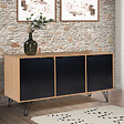 ID MARKET - Buffet bas vintage 113 cm NOEMI 3 portes bois pied épingle - vignette
