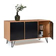 ID MARKET - Buffet bas vintage 113 cm NOEMI 3 portes bois pied épingle - vignette