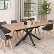 ID MARKET - Table à manger extensible rectangle ALIX 6-10 personnes bois et noir 160-200 cm - vignette