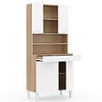ID MARKET - Buffet de cuisine 80 CM CINA 4 portes + tiroir façon hêtre et blanc - vignette