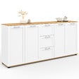 ID MARKET - Buffet 180 cm VITO XXL 4 portes avec 3 tiroirs bois et blanc - vignette