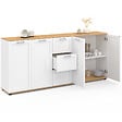 ID MARKET - Buffet 180 cm VITO XXL 4 portes avec 3 tiroirs bois et blanc - vignette