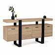 ID MARKET - Buffet 160 cm PHOENIX XXL 4 portes bois et noir - vignette