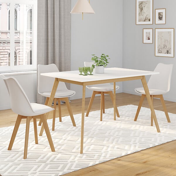ID MARKET - Table scandinave extensible rectangle INGA 4-8 personnes blanche 110-150 cm - large