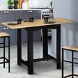 ID MARKET - Table haute de bar extensible DONA 2 à 4 personnes noire plateau façon hêtre 60-120 cm - vignette