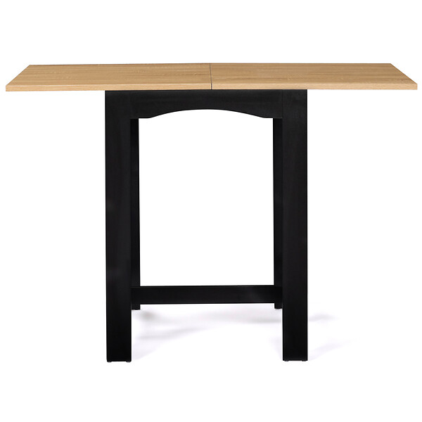 ID MARKET - Table haute de bar extensible DONA 2 à 4 personnes noire plateau façon hêtre 60-120 cm - large