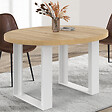 ID MARKET - Table à manger fixe ronde PHOENIX 4 personnes bois et blanc 110 cm - vignette